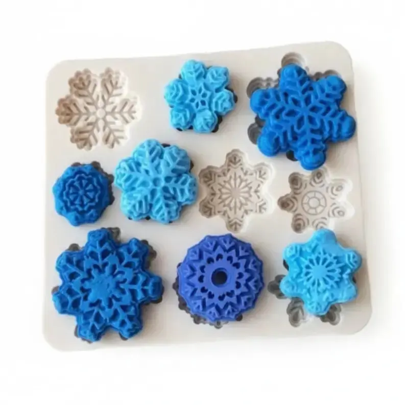 10-Cavity Detailed Snowflake Silicone Mold – For Fondant, Chocolate & Seasonal Crafts (Fm160) 1