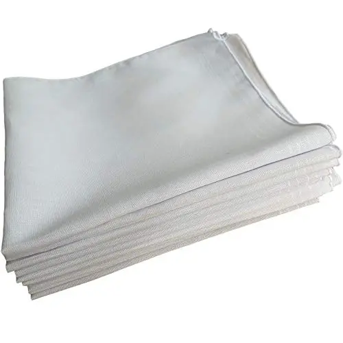 10-Pack Men'S Polyester-Cotton Blend White Handkerchiefs – Lightweight Everyday Pocket Squares 1