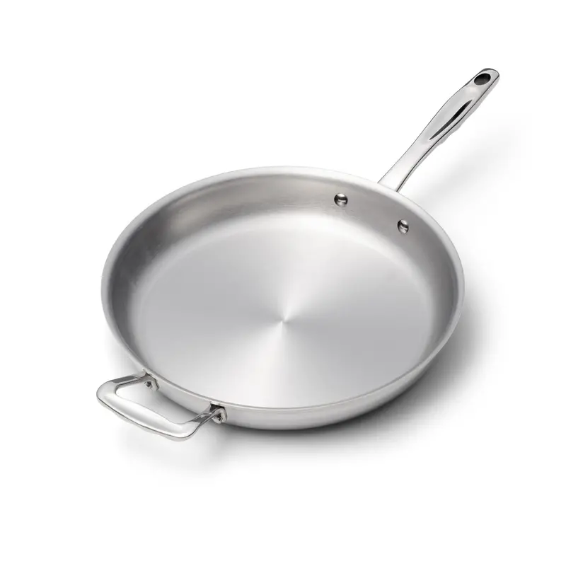 11.5-Inch Mirror-Finish Stainless Steel Fry Pan – Even-Heat Cooking 1