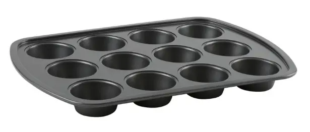 12-Cup Resistech Standard Muffin Pan – Even-Heat Metal 1