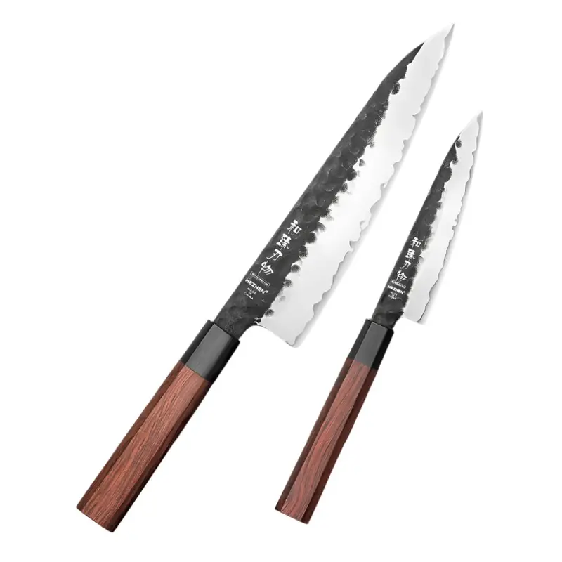 2-Piece Rosewood Knife Set – Essential Duo: Chef’S Knife + Paring Knife In Elegant Wood Finish 1