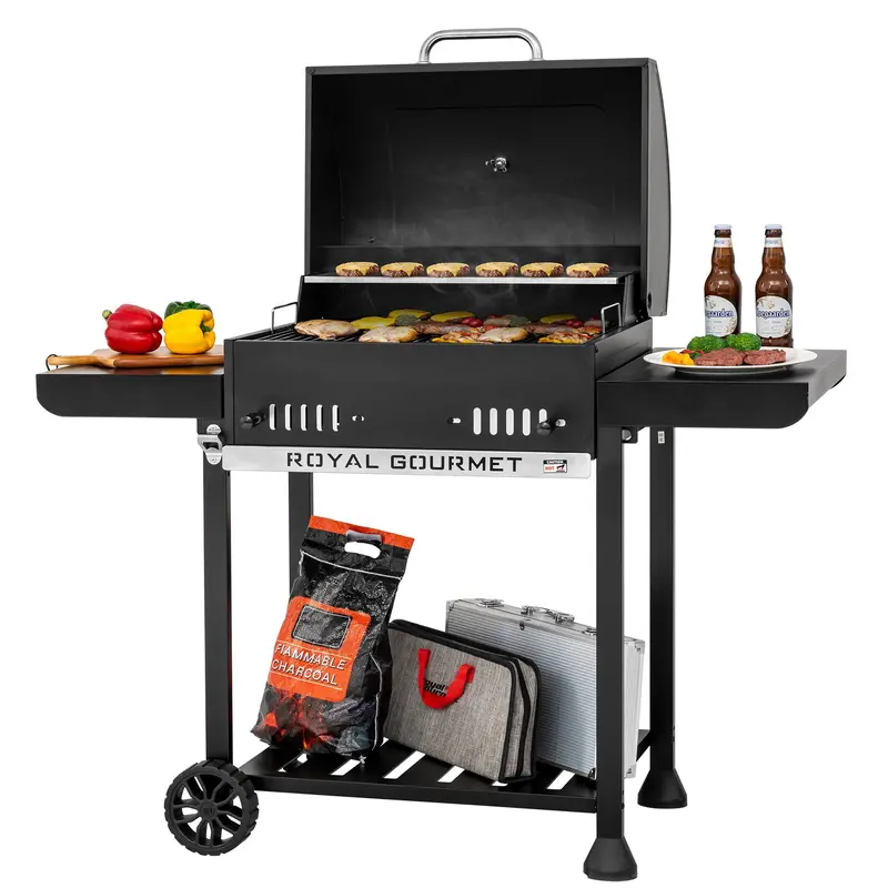 24-Inch Mobile Black Charcoal Bbq Grill 1