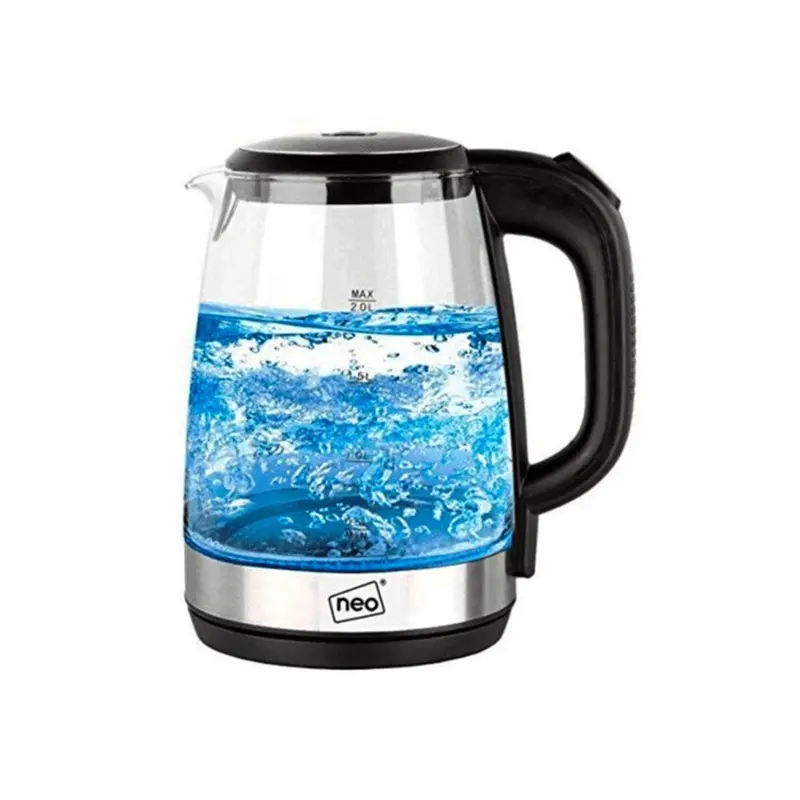 2L Cordless Led Blue Illuminated Electric Kettle – Neo Glass Jug With Portable Design 1