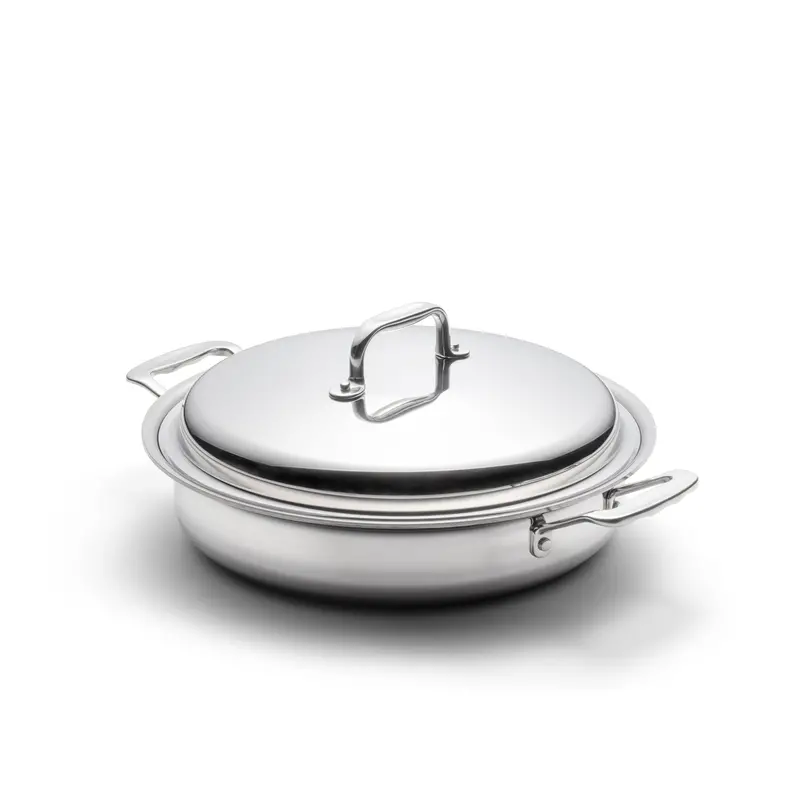 3.5-Quart Short-Handle Sauté Pan – Stainless Steel With Tight-Fit Cover 1