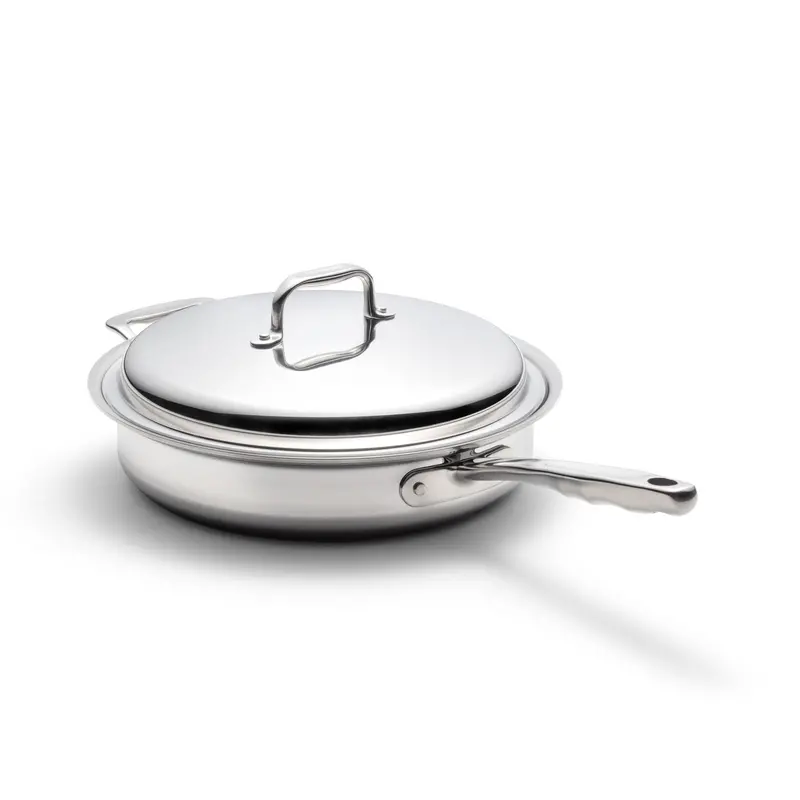 3.5-Quart Stainless Steel Sauté Pan With Glass Lid – Wide Rim & Flared Sides 1