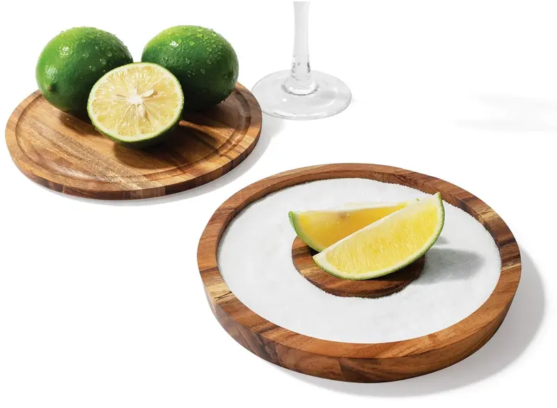 3-In-1 Acacia Wood Salt Rimmer, Cutting Board & Storage Container 1