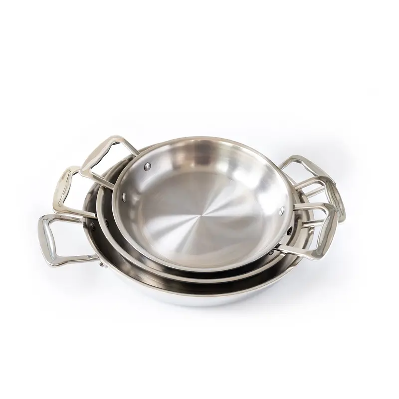 3-Piece Short-Handle Fry Pan Set – Compact Stainless Steel Cookware 1