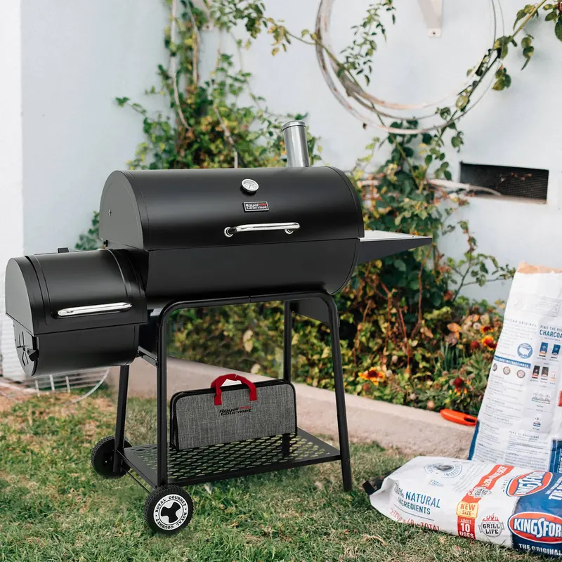 30-Inch Heavy-Gauge Barrel Charcoal Grill With Offset Smoker Design 1