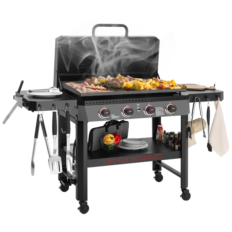 34-Inch Hooded 4-Burner Propane Griddle For Outdoor Cooking 1