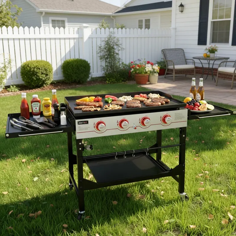 36-Inch Flat Top Gas Griddle With Fold-Down Side Shelves 1