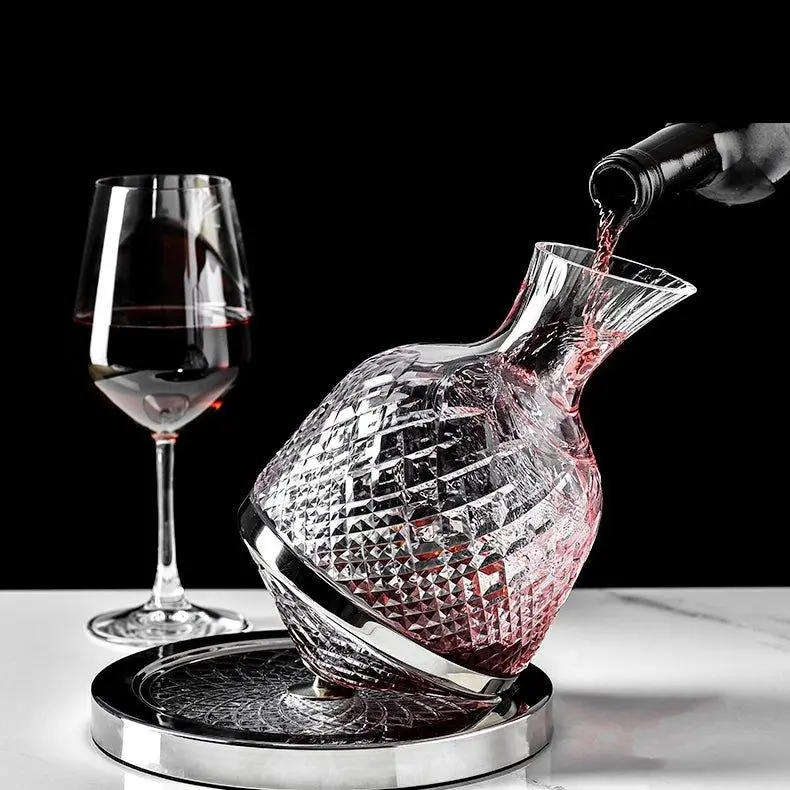 360° Rotating Crystal Wine Decanter – Hand-Blown Luxury 1