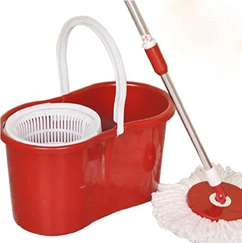 360° Spin Mop System With Microfiber Rotating Pads And Dual-Head Bucket Set – Red 1
