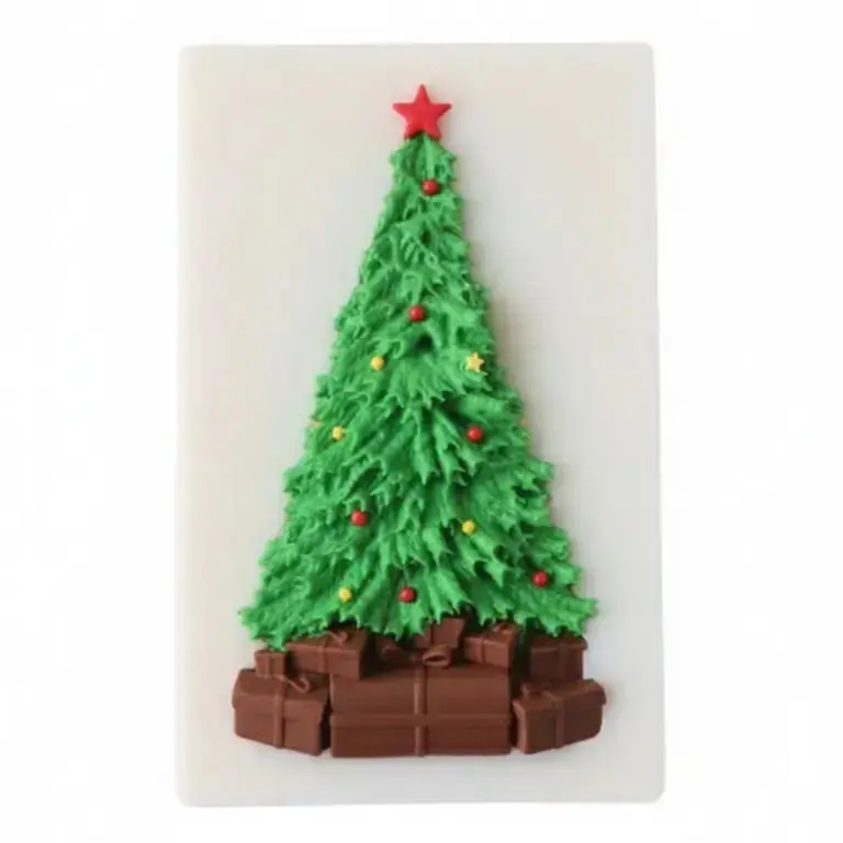 3D Christmas Tree & Present Silicone Mold – Realistic Cake Decorating & Craft Tool (Fm163) 1