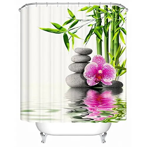 3D Printed Waterproof Shower Curtain – Mildew-Resistant Polyester Design With 12 Hooks (180 X 180 Cm) 1
