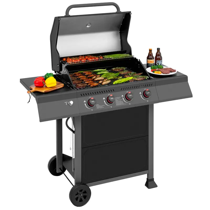 4-Burner Gas Grill With Integrated Side Shelves 1