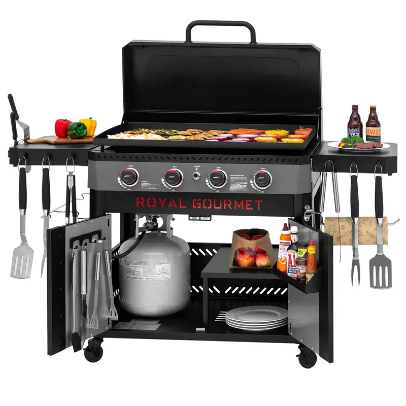 4-Burner High-Heat Gas Griddle With Hood – 52,000 Btu Total Output 1