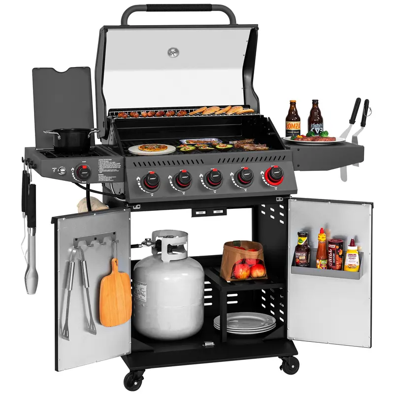 5-Burner Gas Grill With Integrated Sear Station And Side Burner 1