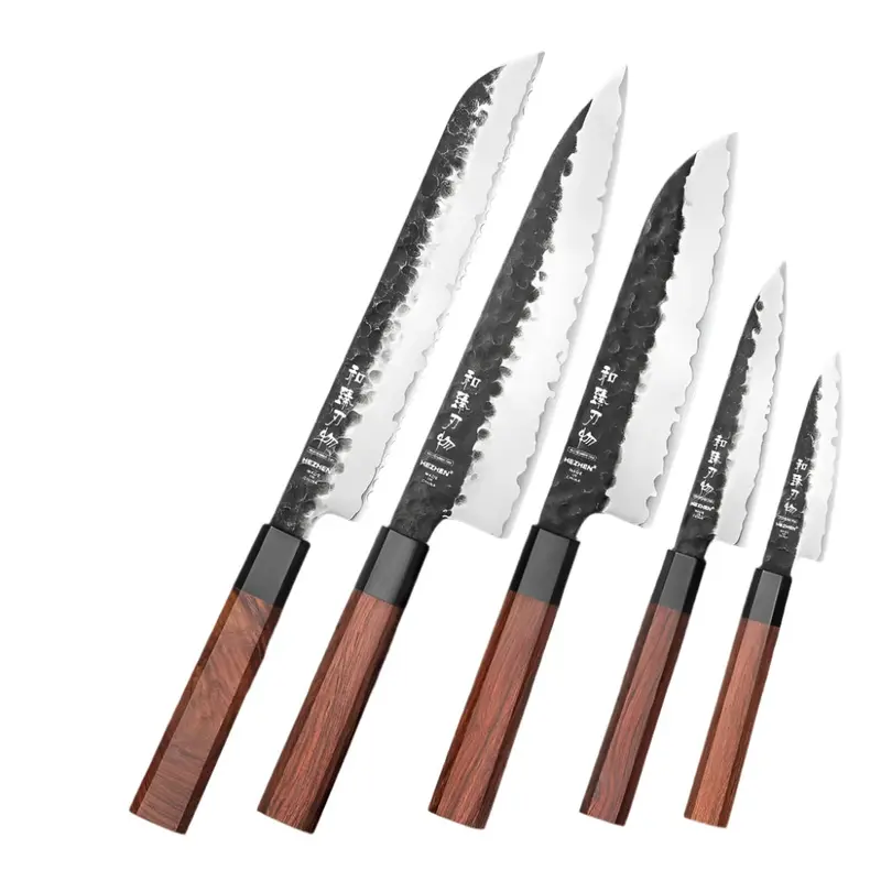 5-Piece Rosewood Handle Knife Set – Premium Forged Cutlery Collection With Ergonomic Handles 1