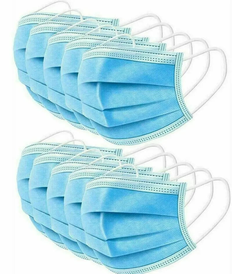 50-Count 3-Ply Disposable Face Masks – Blue Medical-Grade Protective Masks In Sealed Packaging 1
