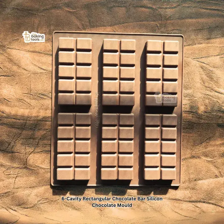 6-Cavity Rectangular Silicone Chocolate Bar Mold – Flexible, Heat-Resistant Baking Tool 1