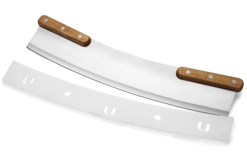 Acacia-Handled Rocker-Style Pizza Cutter For Precision Slicing 1