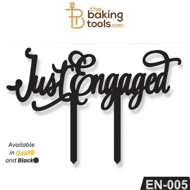 Acrylic 'Just Engaged' Cake Topper Tag – Modern Wedding Dessert Decoration En-005 2