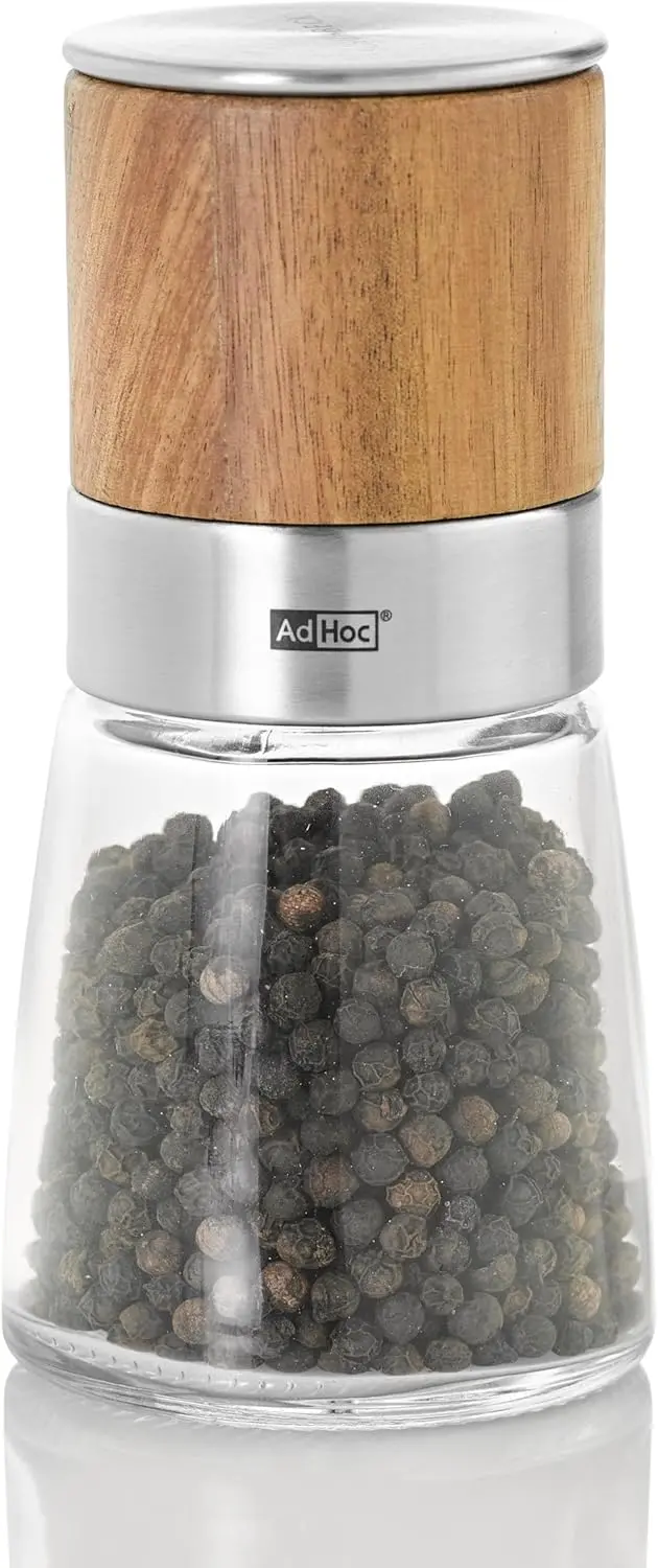 Adhoc Akasia Wood Salt And Pepper Mill – Compact Design, 5.3" (13.5 Cm) 1
