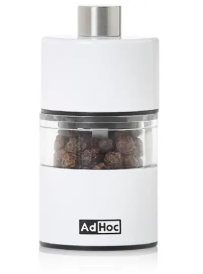 Adhoc Classic Mini Pepper And Salt Grinder – White, 2.4" (6.2 Cm) 1