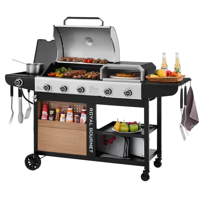 All-In-One Gas Grill And Built-In Pizza Oven — Outdoor Entertaining System 1