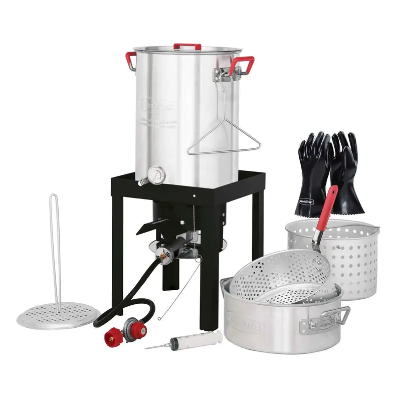 Aluminum Turkey Fryer Boiler Kit Including Heat-Resistant Gloves 1