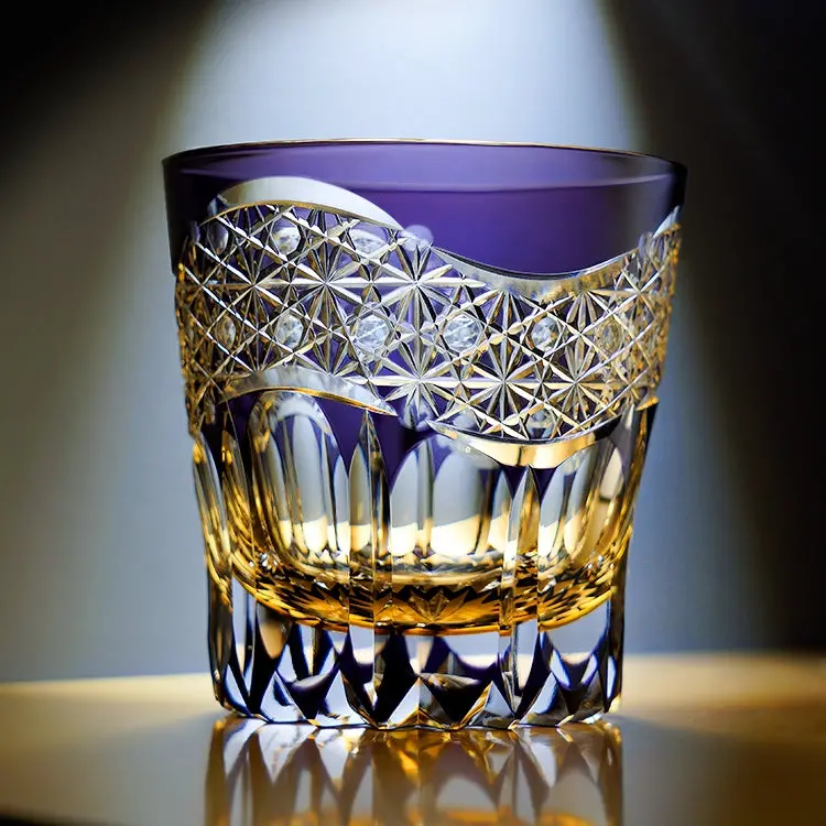 Amethyst Prism Whisky Glass – Japanese Edo Kiriko Art Glass With Display Box 1