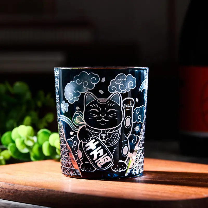 Aoi Maneki Neko Edo Kiriko Whisky Glass – Handcut Crystal With Box 1