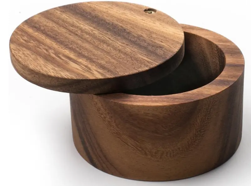 Appalachian Acacia Wood Salt Cellar – Ironwood Seasoning Keeper 1
