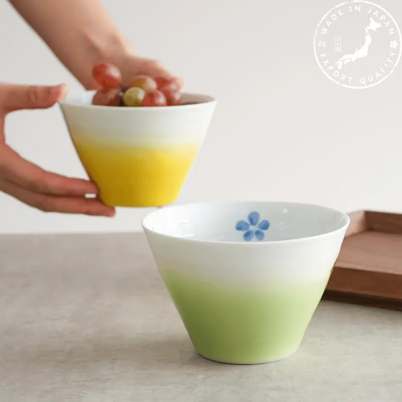 Arita Ware Ombré Conical Ceramic Bowls – Gradient Glaze Finish 1