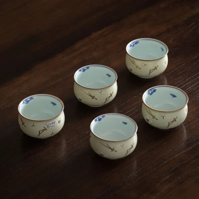 Artisan Arita Ware Gold-Trimmed Kinro Ceramic Teacup Set (5-Piece) 1