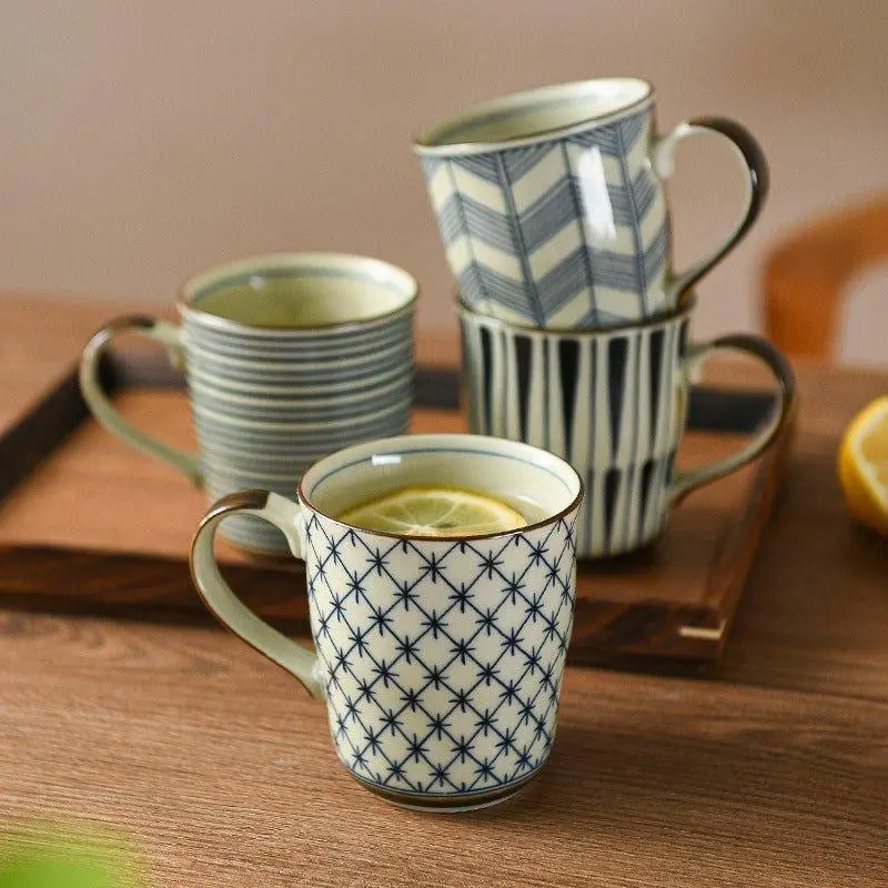 Artisan Ceramic Tea Cups Featuring Traditional Japanese Patterns (5-Piece) 1