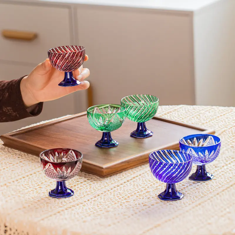 Artisan Edo Kiriko Takadai Komon Sake Tumbler Collection 1