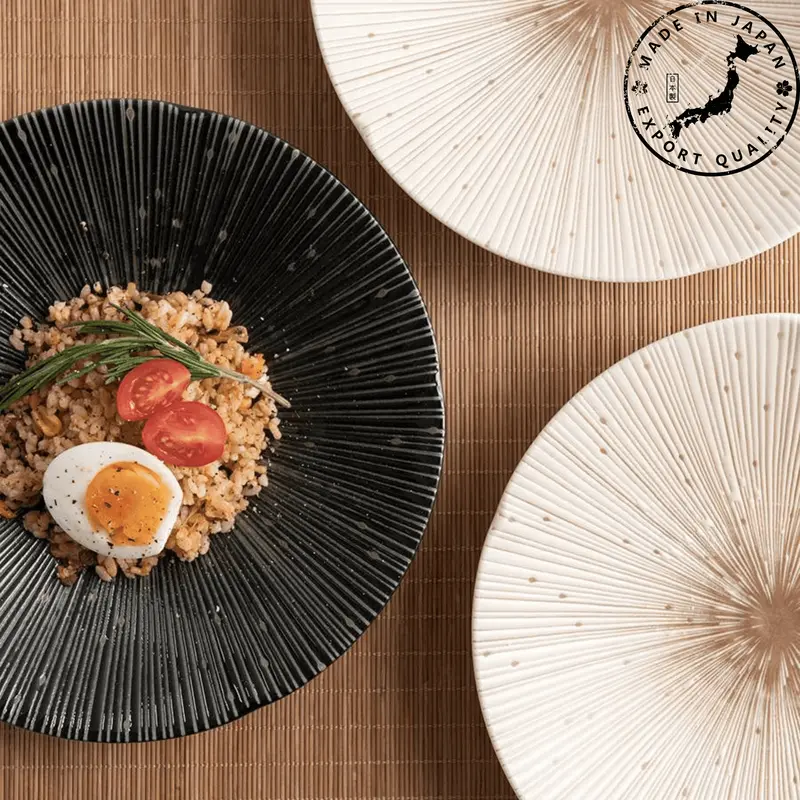 Artisan Mino Ware Ceramic Plates With Textured Wrinkled Glaze 1