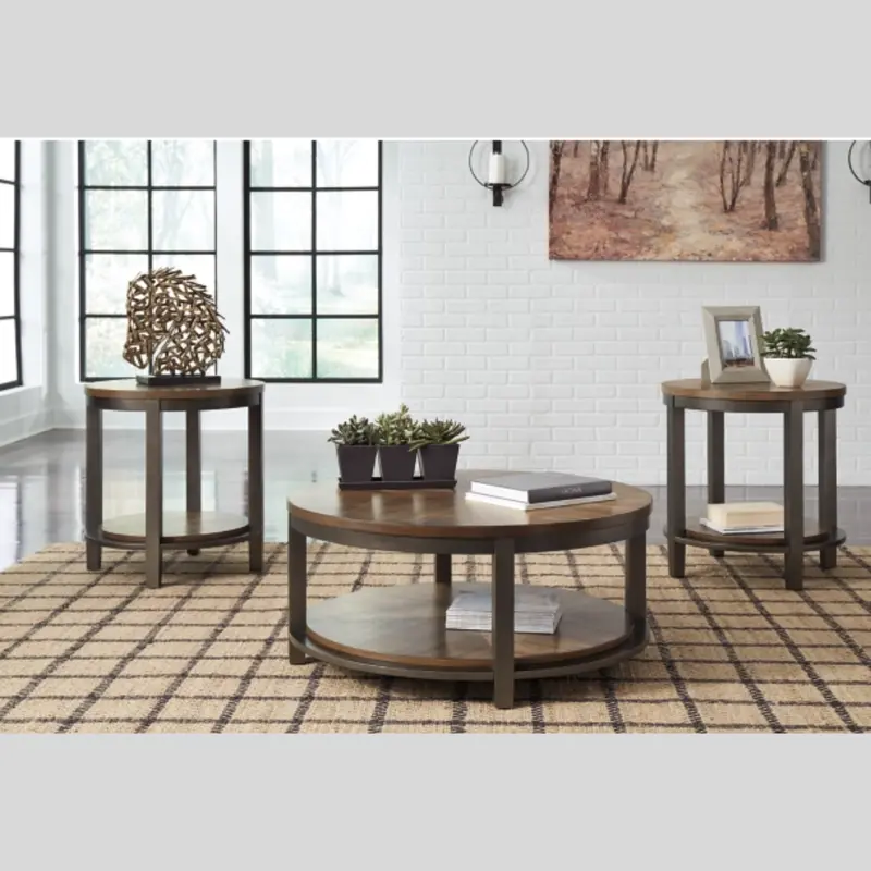 Ashley Wooden Coffee Table Collection – Natural Grain Finish 1