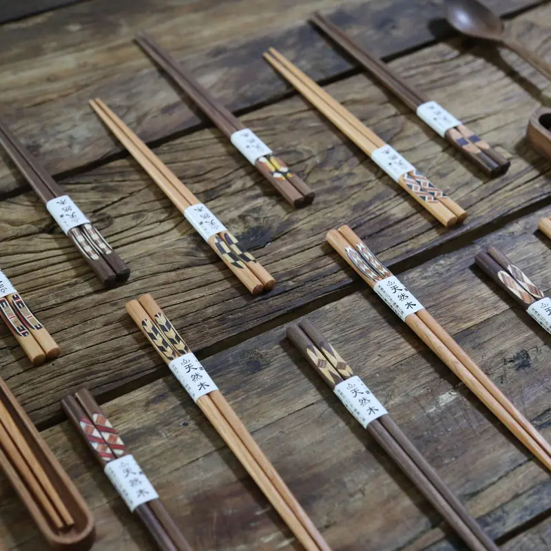 Assorted Pattern Wooden Chopsticks – Japanese Crafted Mix-And-Match Set 1