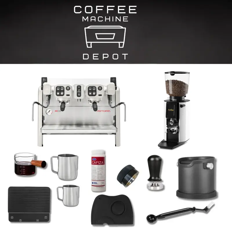 Astoria Ab200 Dual-Group Compact Espresso Machine – White Bundle With Anfim Luna Grinder 1