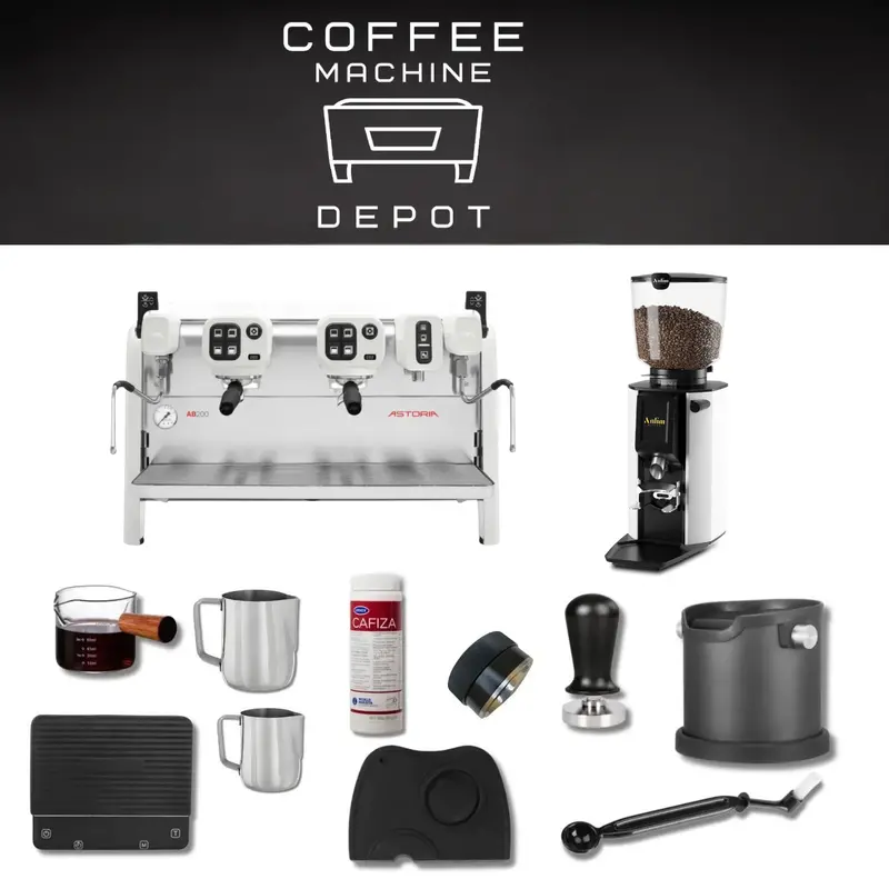 Astoria Ab200 Dual-Group Espresso Machine – White Bundle With Anfim Luna Grinder 1