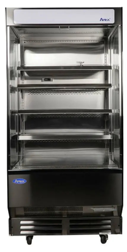 Atosa Aom-40B Open-Air Merchandiser – 39.6" Wide, Black Stainless Steel, 4-Shelf Design 1