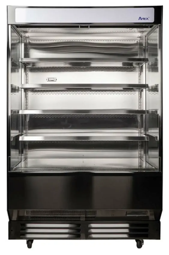 Atosa Aom-50B Open-Air Display Unit – 51.4" Wide, Black Stainless Steel, 4-Tier Shelving 1
