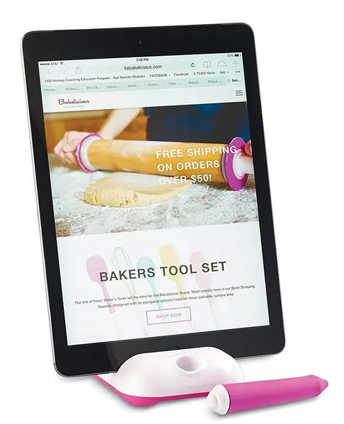 Bakelicious Adjustable Tablet Holder With Built-In Stylus 1