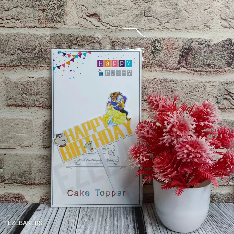Beauty And The Beast Themed Birthday Cake Topper – Acrylic Character-Inspired Dessert Decor (Tpr224) 1