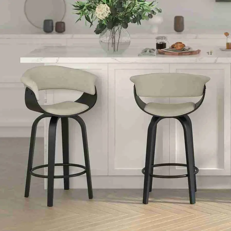 Beige-And-Black Counter Height Stool – Industrial-Chic Bar Seating 1