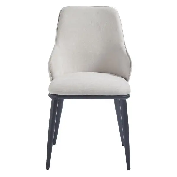 Beige-And-Black Side Chair – Slim Profile Dining Or Office Use 1