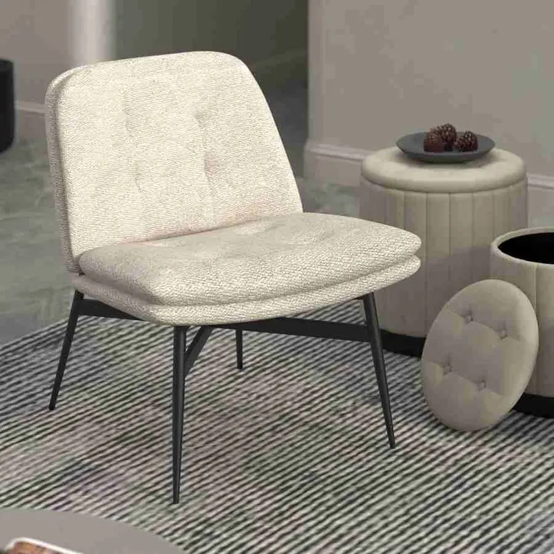 Beige Fabric Accent Chair – Soft Textured Statement Seating 1