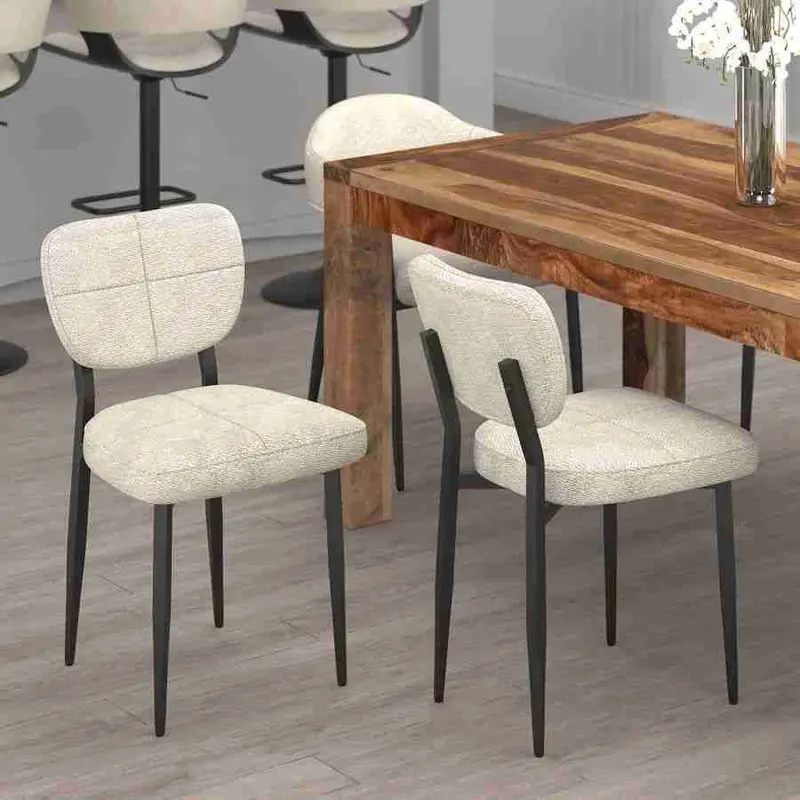 Beige Fabric Side Chair – Clean-Line Upholstered Seating 1